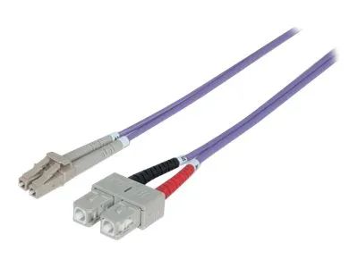Intellinet Fiber Optic Patch Cable, OM4, LC/SC, 3m, Violet, Duplex, Multimode, 50/125 µm, LSZH, Fibre, Lifetime Warranty, Polybag - Patch-Kabel - SC multi-mode (M)