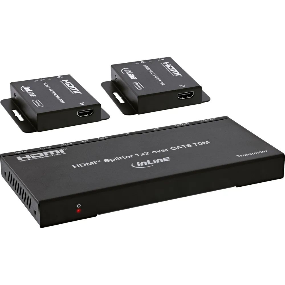 InLine Video Splitter/Extender - 1x2 - Cat.6 - HDMI 4K/30Hz - Kit - mit Empfängern