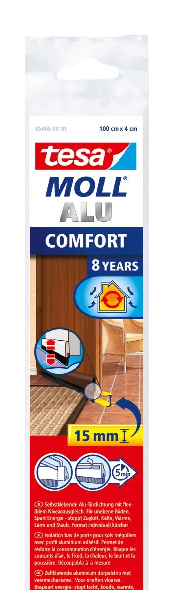 tesa® Bürstendichtung Comfort – braun – flexible Türdichtung für Zugluftschutz