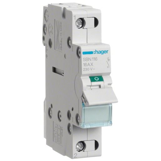 Hager AUSSCHALTER 16A 1S 230V AC 1P. / HAGER SBN 116 SBN116