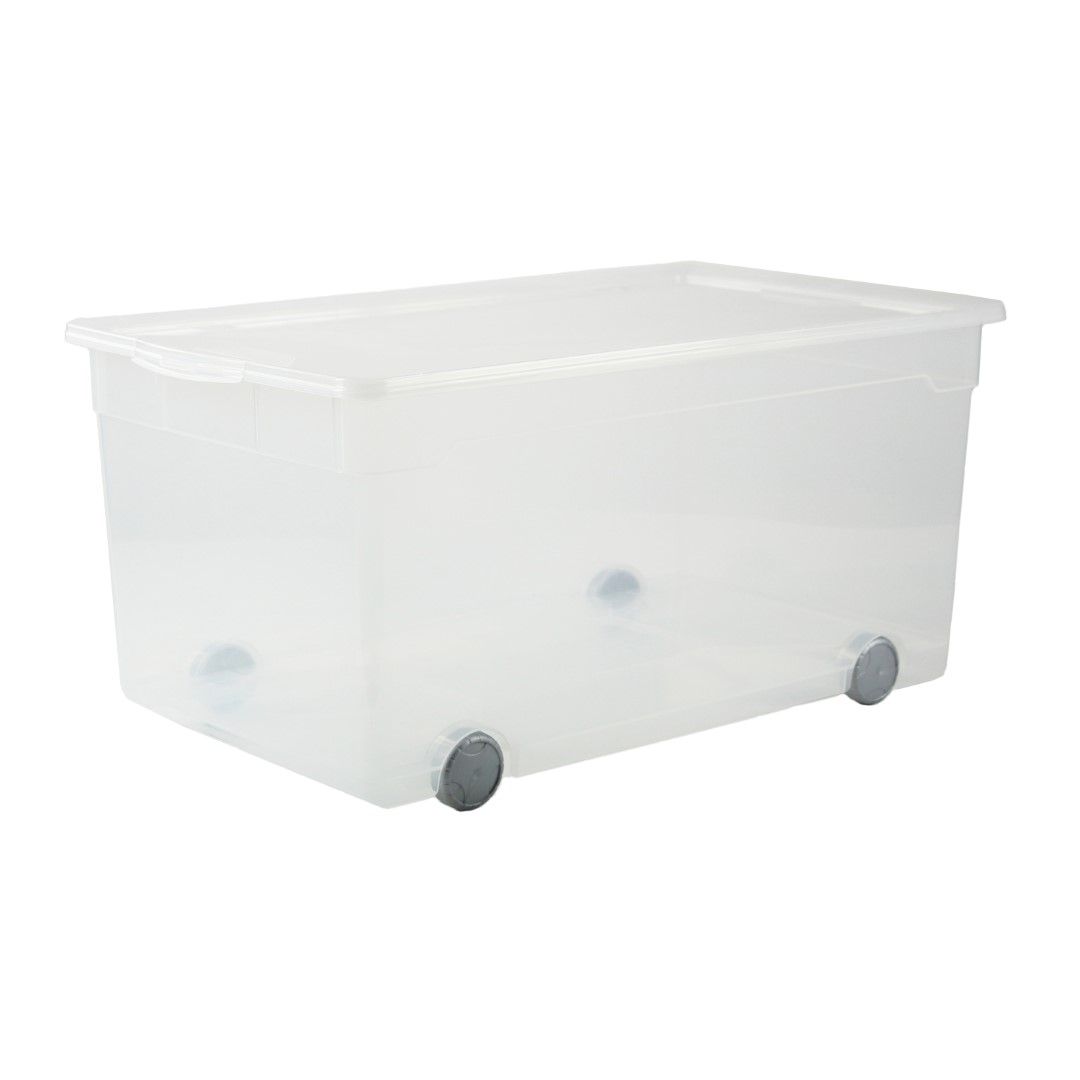 Rotho Clearbox mit Rollen 63 l CLEAR