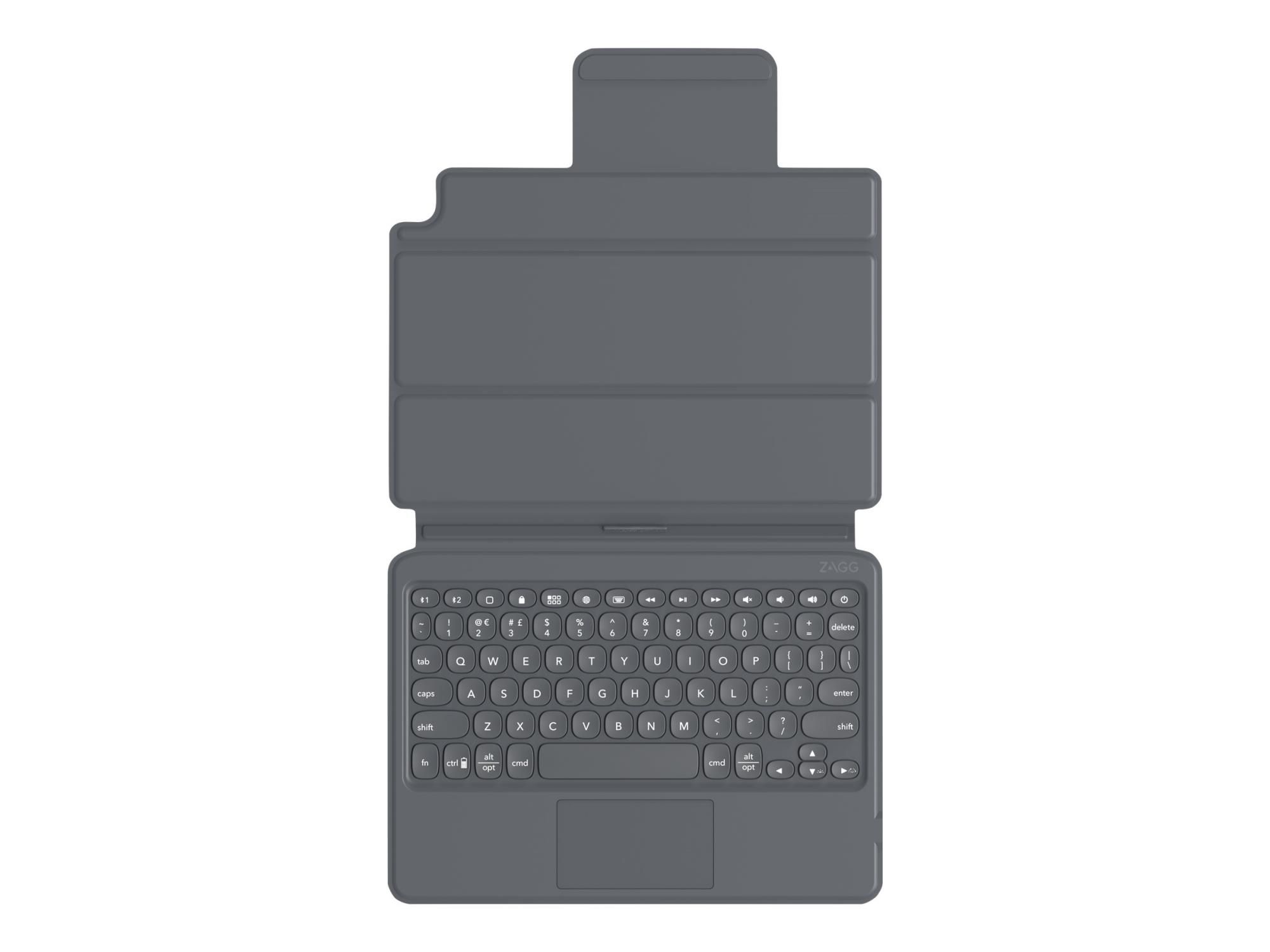ZAGG Pro Keys - Tastatur und Foliohülle - mit Trackpad - hintergrundbeleuchtet - Bluetooth - QWERTZ - Deutsch - Schwarz/Grau Tastatur, Schwarz/Grau Gehäuse - für Apple 10.2-inch iPad (7. Generation, 8. Generation)