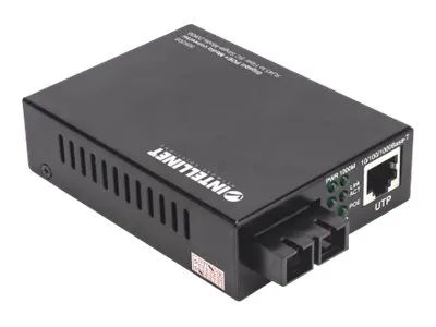 Intellinet Gigabit PoE+ Media Converter, 1000Base-T RJ45 Port to 1000Base-LX (SC)