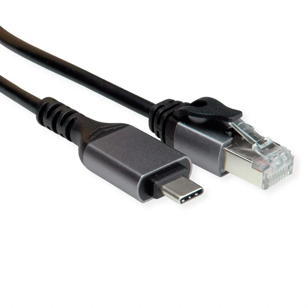 VALUE USB 3.2 Gen 2 Typ C zu Gigabit Ethernet Konverterkabel, schwarz, 1 m