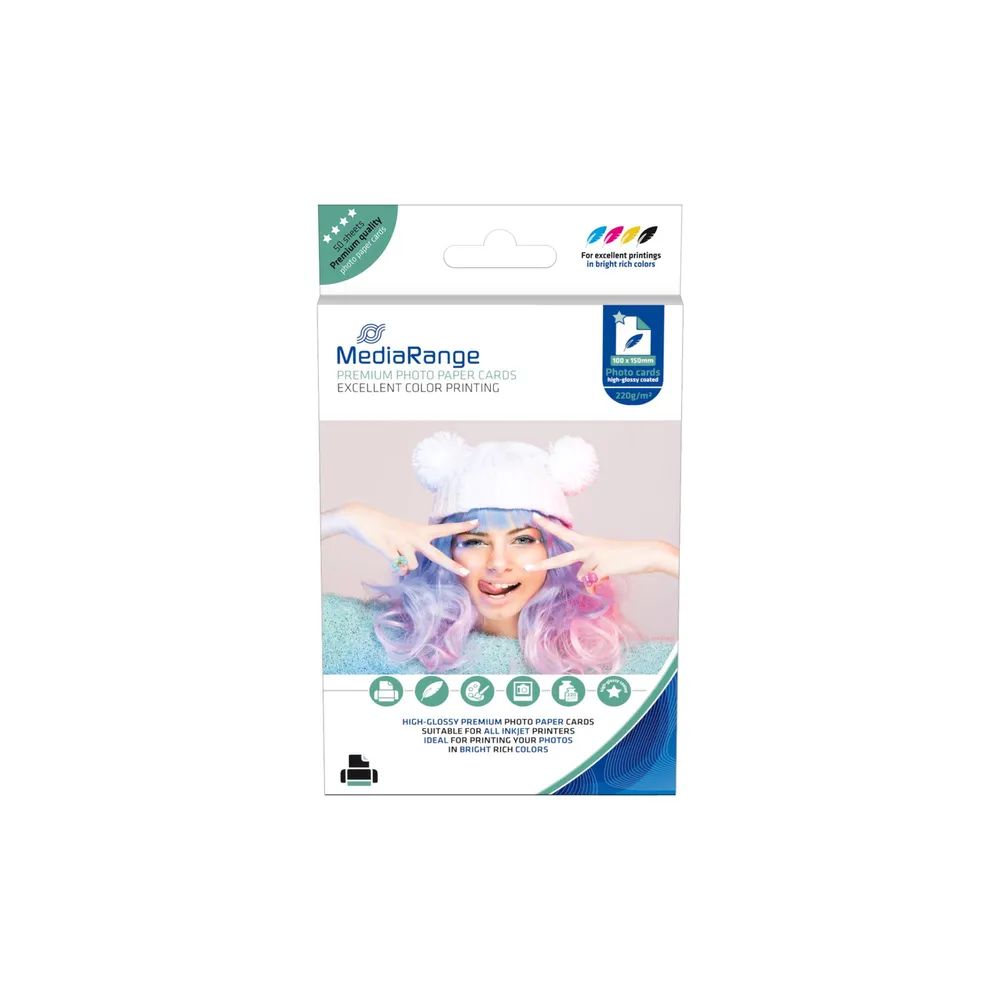 Media Range MediaRange100x150mm Fotopapier-Karten hochglänzend 220g 1x50