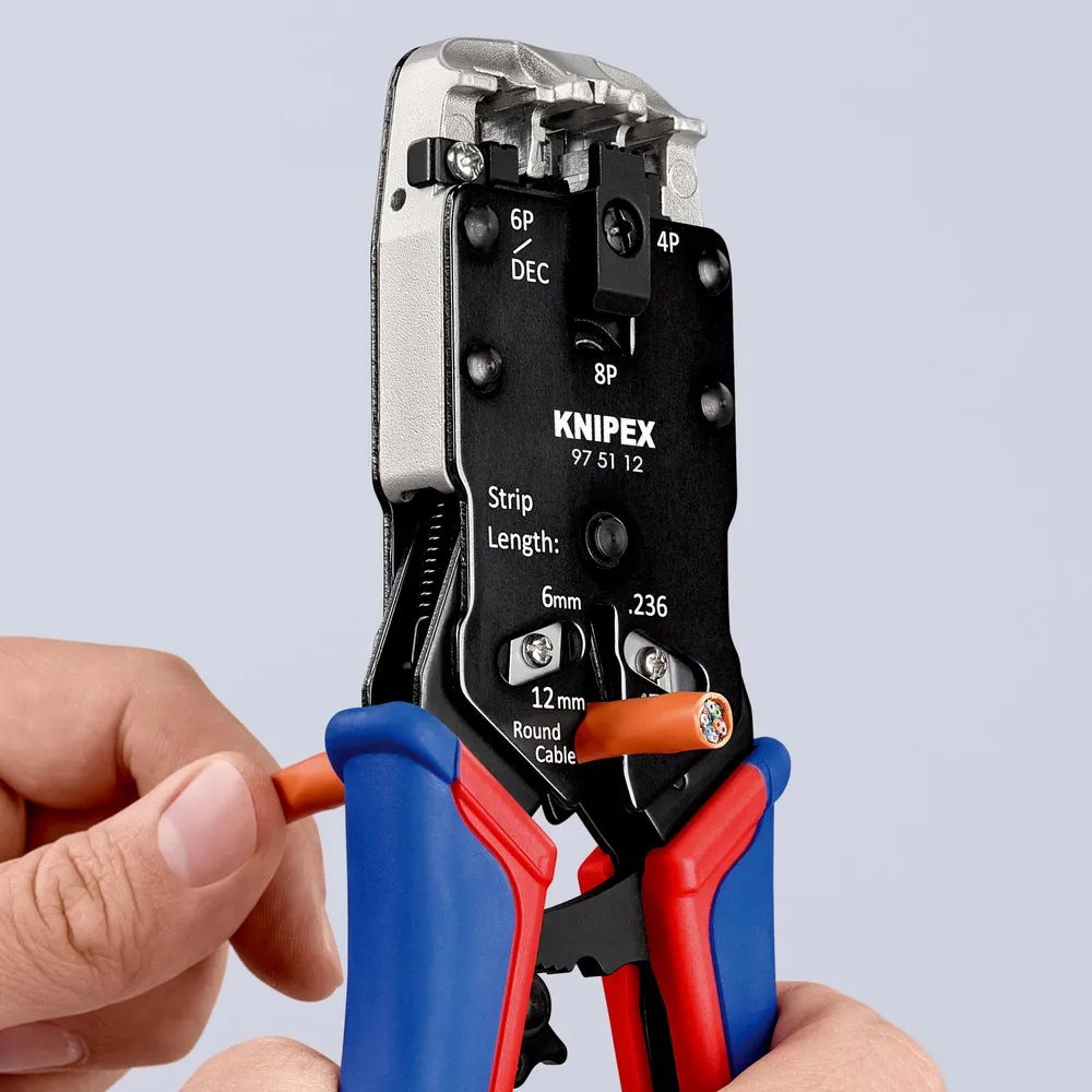 KNIPEX Crimpzange für Westernstecker mit Mehrkomponenten-Hüllen brüniert 200 mm