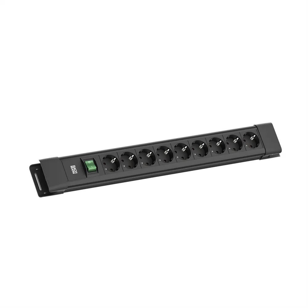 BACHMANN CONNECTUS 9xCEE7/3, 1xSchalter 2,0m CEE7/7 Schwarz