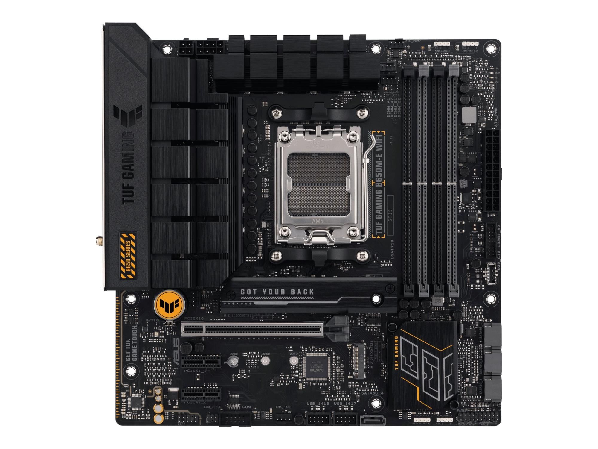 ASUS TUF GAMING B650M-E WIFI - Motherboard - micro ATX - Socket AM5 - AMD B650 Chipsatz - USB-C 3.2 Gen 2x2, USB 3.1 Gen 2, USB 3.2 Gen 2, USB-C 3.2 Gen 1 - 2.5 Gigabit LAN, Bluetooth, Wi-Fi 6 - Onboard-Grafik (CPU erforderlich)