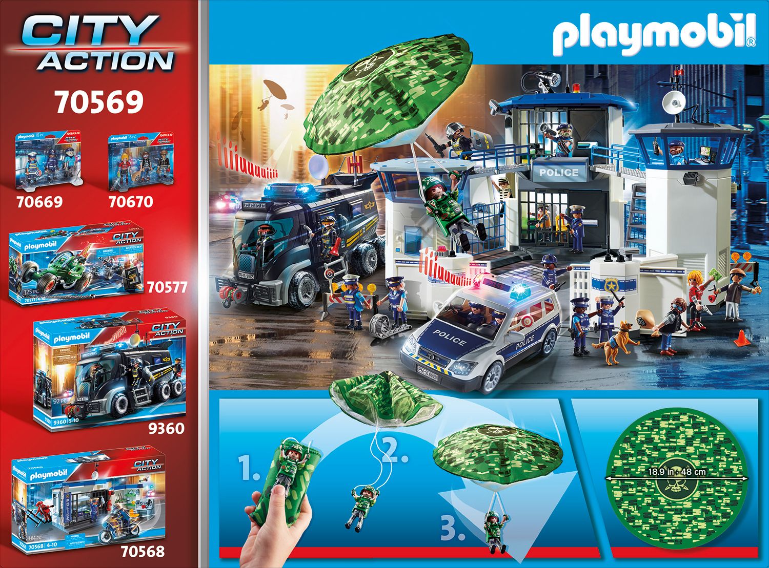 Playmobil Polizei-Hubschrauber: Fallschirm-Verfol.