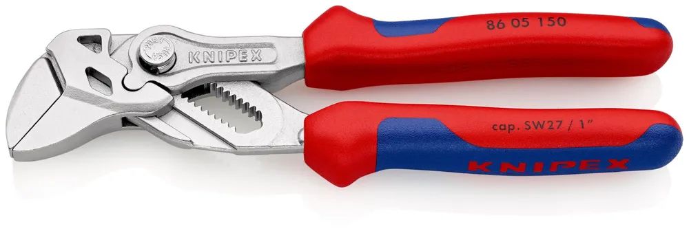 KNIPEX Zangenschlüssel Zange und Schraubenschlüssel in einem Werkzeug mit Mehrkomponenten-Hüllen verchromt 150 mm
