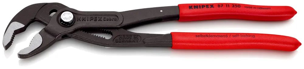 KNIPEX Cobra®...matic Wasserpumpenzange mit rutschhemmendem Kunststoff überzogen grau atramentiert 250 mm