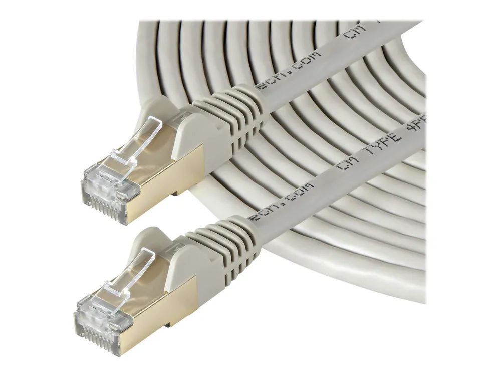 StarTech.com 10m CAT6A Ethernet Cable, 10 Gigabit Shielded Snagless RJ45 100W PoE Patch Cord, CAT 6A 10GbE STP Network Cable w/Strain Relief, Grey, Fluke Tested/UL Certified Wiring/TIA - Category 6A - 26AWG (6ASPAT10MGR)