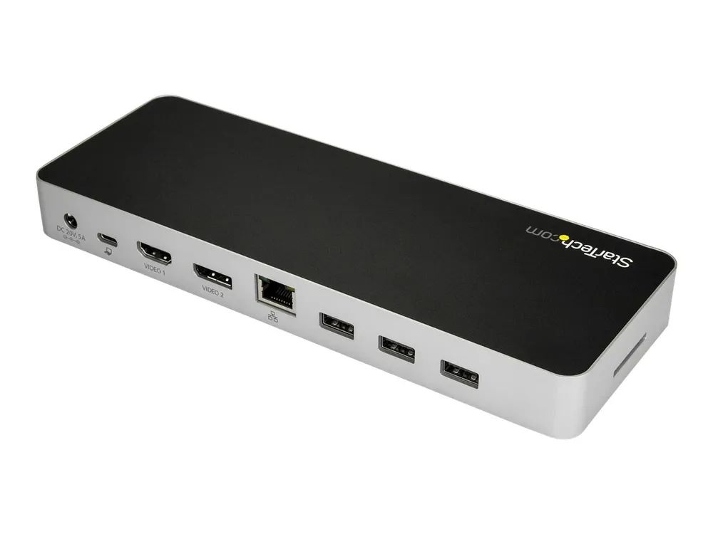 StarTech.com USB C Dock, Dual Monitor HDMI & DisplayPort 4K 30Hz, USB Type-C Laptop Docking Station 60W Power Delivery (PD)