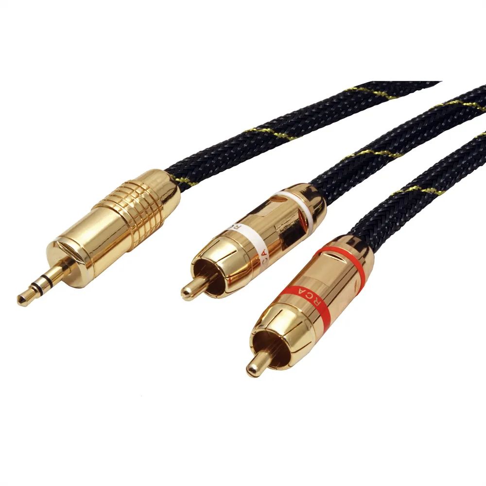 ROLINE GOLD Audio-Verbindungskabel 3,5mm Stereo - 2x Cinch, ST/ST, 10 m
