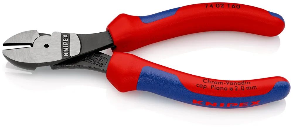 KNIPEX Kraft-Seitenschneider mit Mehrkomponenten-Hüllen schwarz atramentiert 160 mm