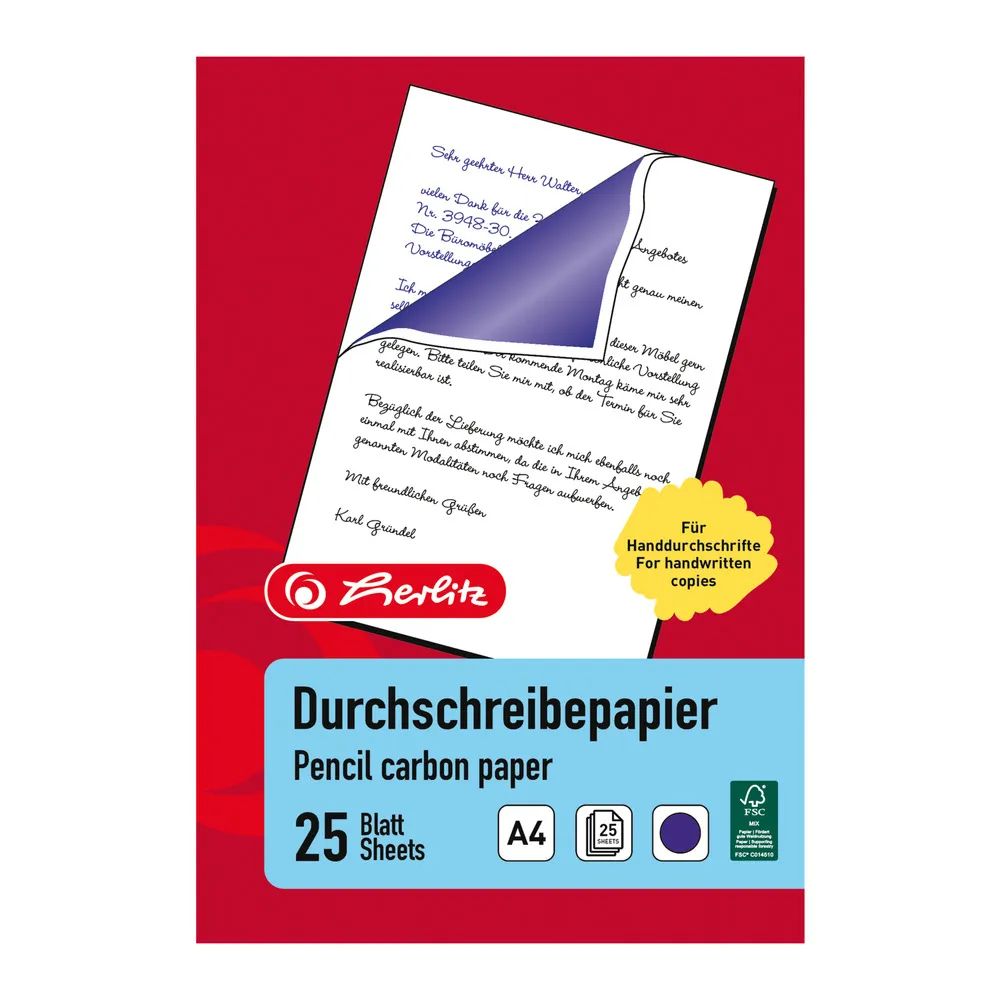 herlitz Durchschreibepapier, A4, 25 Blatt
