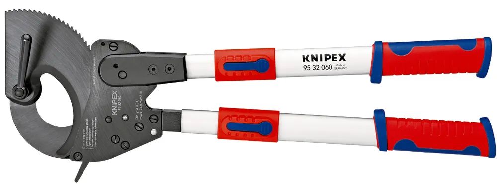 KNIPEX Kabelschneider (Ratschenprinzip) mit Teleskopschenkeln mit Mehrkomponenten-Hüllen 630 mm