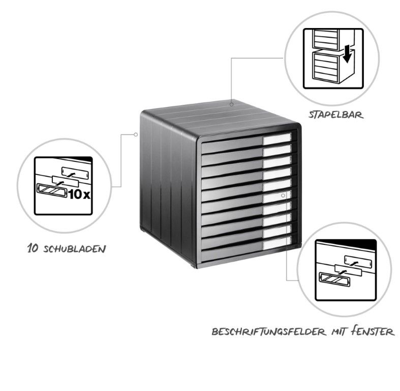 Rotho Bürobox 10 Schübe geschlossen TIMELESS