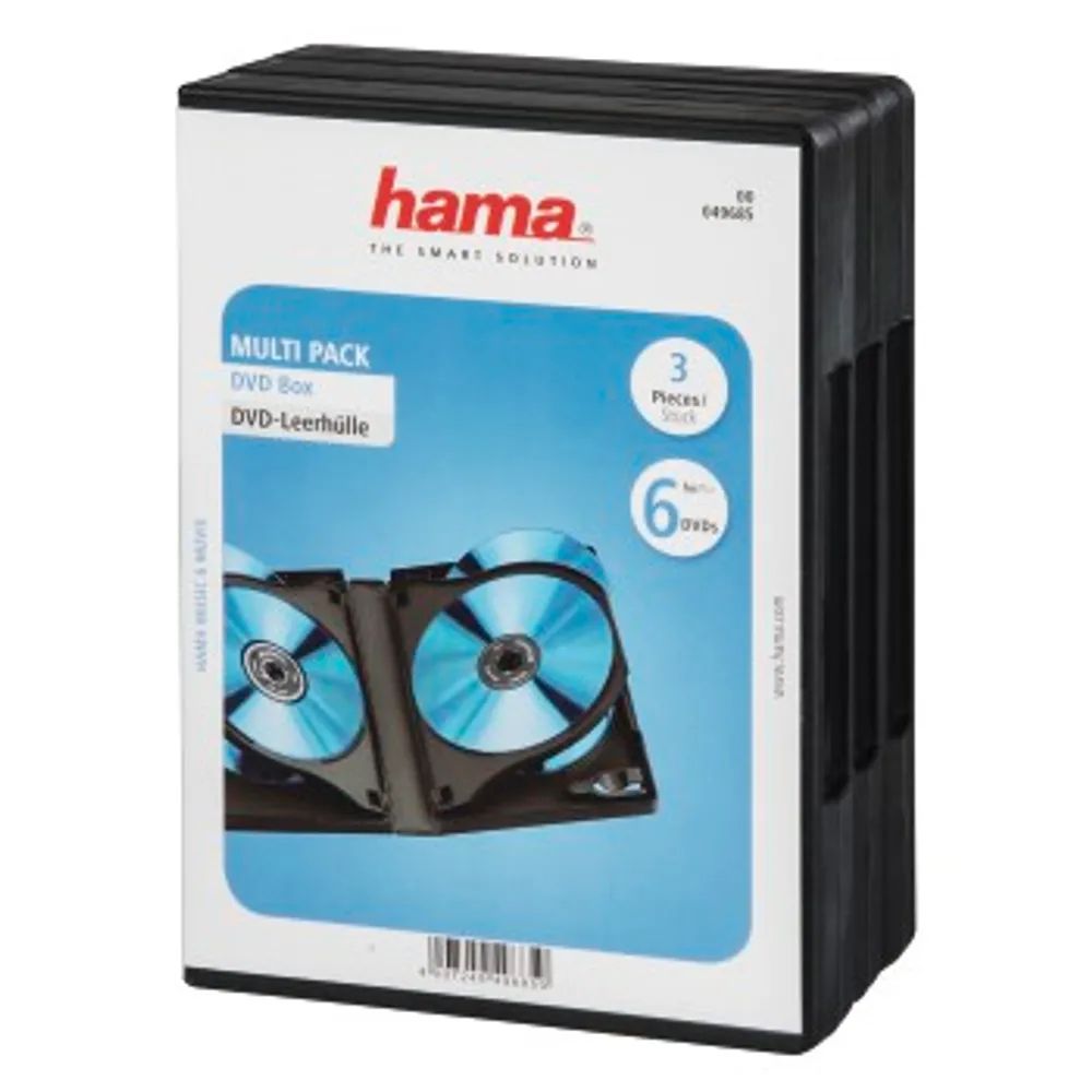 Hama DVD-Leerhülle 6 Box, 3er-Pack, Schwarz
