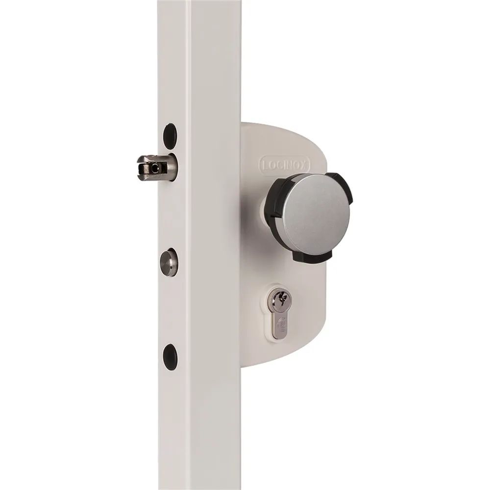 Locinox Gittertorschlossset LAKZ4i4i mit Türknopf Kidloc, für 40 mm Profile, Alu RAL7040