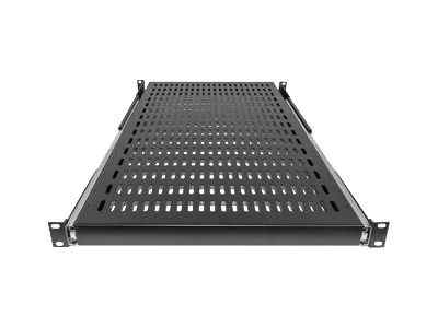 Intellinet 19" Ausziehbarer Fachboden, 1 HE, geeignet für Schränke mit 800 bis 1000 mm Tiefe, Ablagefläche 550 mm Tiefe, schwarz - Rack - Regal - Schwarz, RAL 9005 - 1U - 48.3 cm (19")