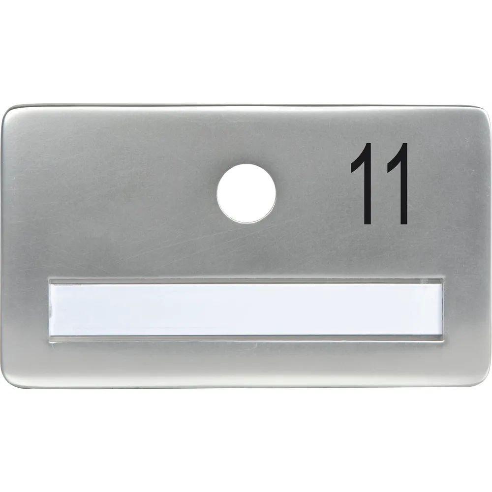SOLIDO Namensschild ohne Spion, Bohrung ø 14, Alu silber eloxiert, Gravur Nr. 11