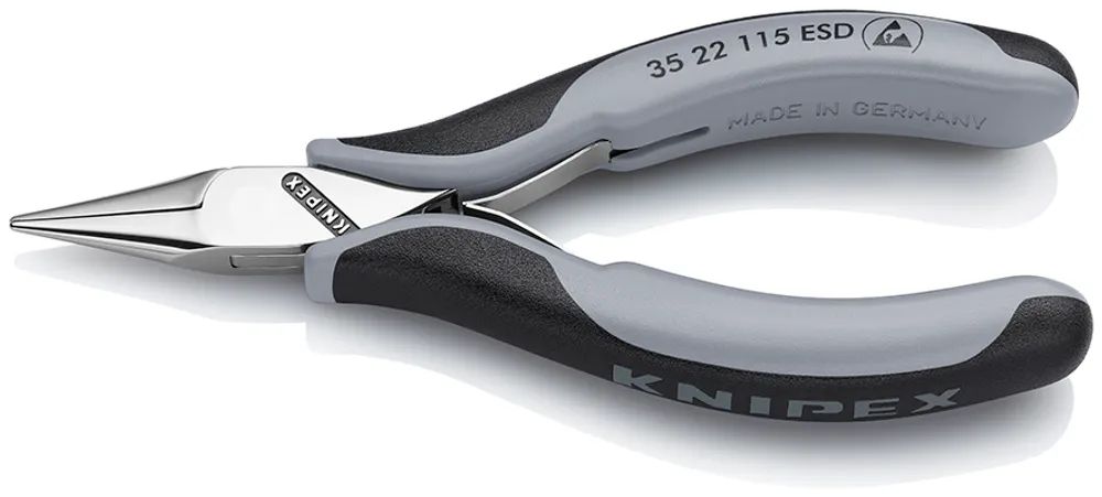 KNIPEX Elektronik-Greifzange ESD mit durchgestecktem Gelenk mit Mehrkomponenten-Hüllen 115 mm