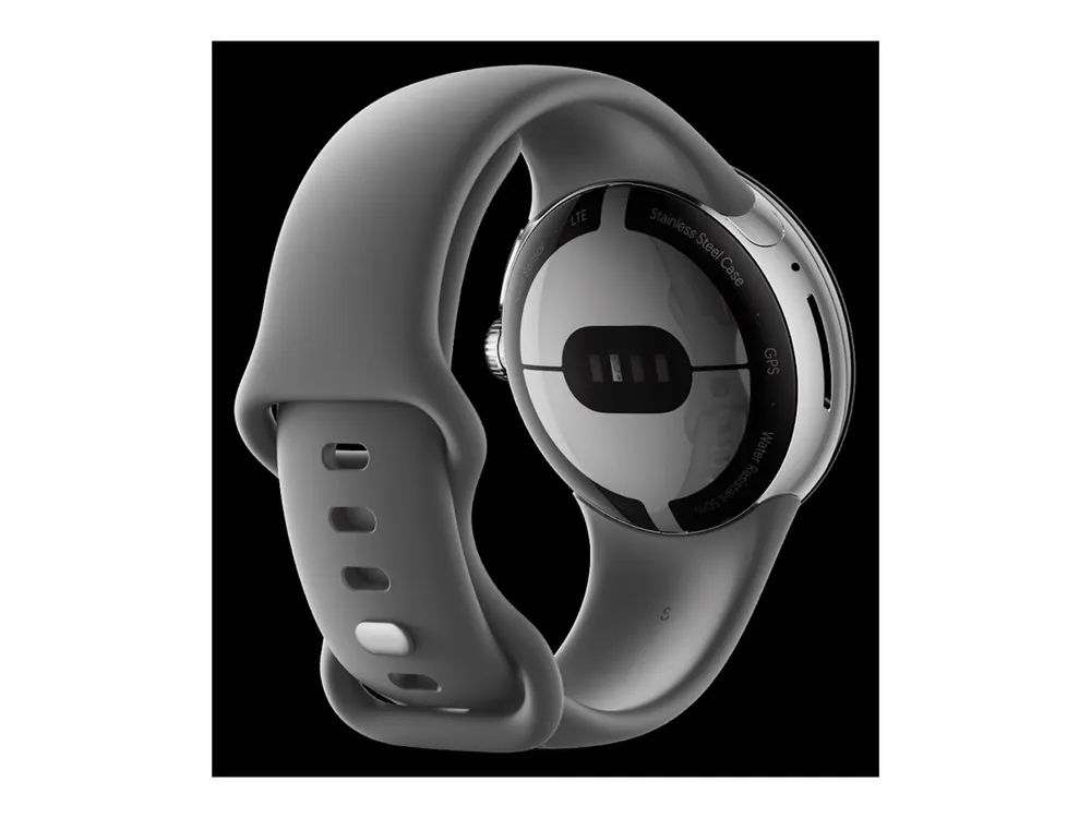 Google Pixel Watch - 41 mm - Silber poliert - intelligente Uhr mit Active Armband