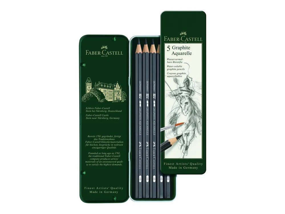 FABER-CASTELL AQUARELLE - Wasserfarbstift - 2B, 4B, 6B, 8B, HB - Grafit - 3.8 mm (Packung mit 5)
