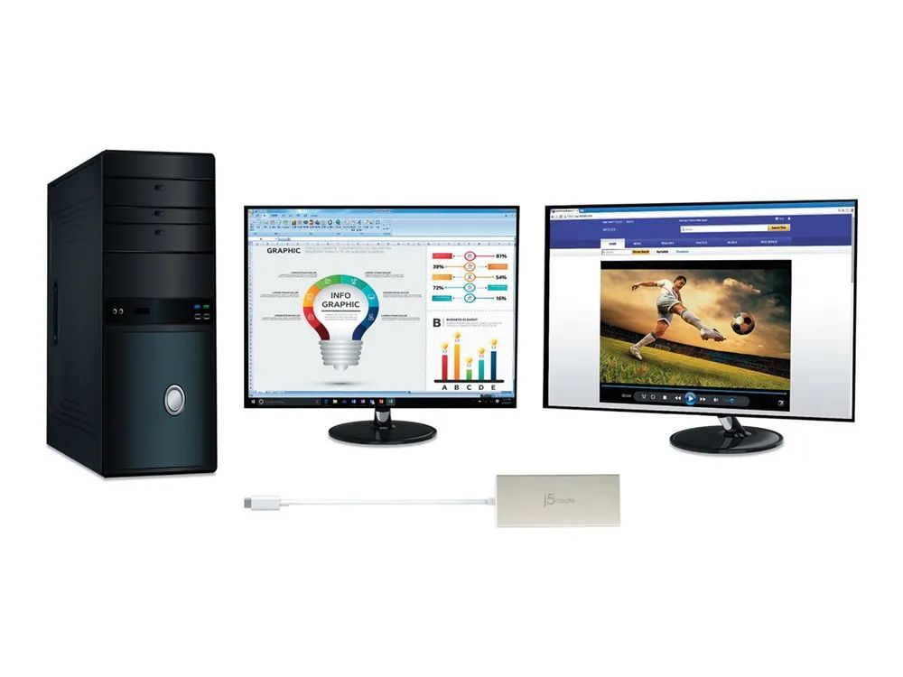 j5create JCD381-N - Dockingstation - USB-C - 2 x HDMI