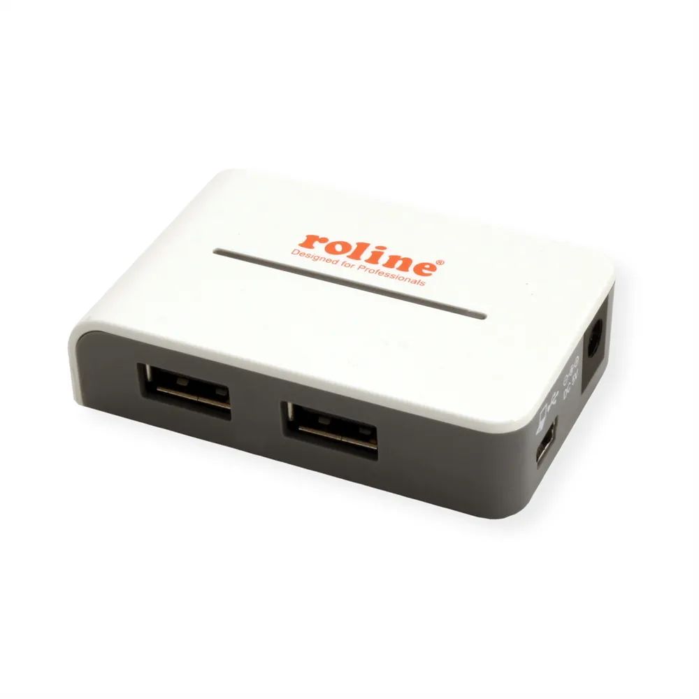 ROLINE USB 2.0 Hub "Black and White", 4 Ports, mit Netzteil