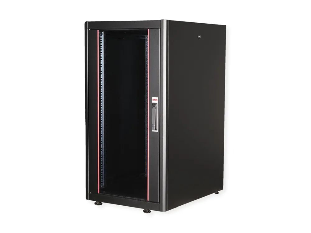 ROLINE Basic - Schrank Netzwerkschrank - Glas Tür, 600x800 BxT - RAL 9005, Jet Black - 22U - 48.3 cm (19")