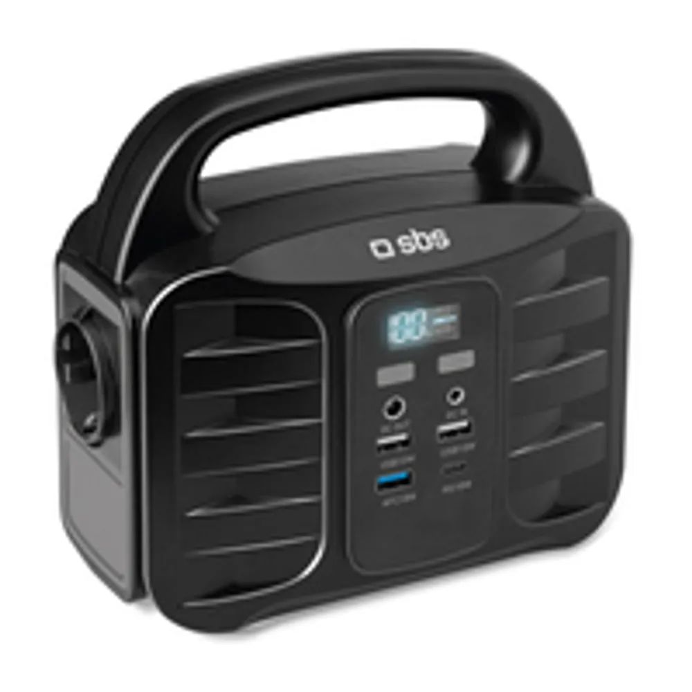 SBS Tragbare 150-Watt-Ladestation – mit USB-A - USB-C - AC-Buchse - DC-Buchse - AC - Zigarettenanzünder - Gleichstrom - 150 W - 100 W - 100 W - 25 W - Schwarz
