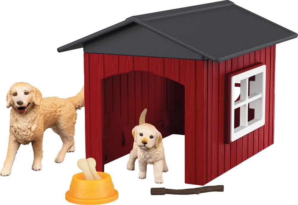 Schleich Farm World Hundehütte mit Goldenretrievern