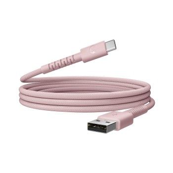 Fresh 'n Rebel USB-A zu USB-C silikon geflochtenes Kabel "FlexWave" 2m, Pastel Pink