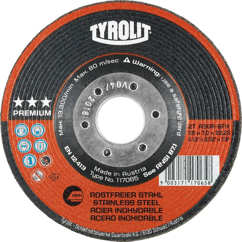 TYROLIT Schruppscheibe Premium*** Inox 125 x 7 mm Form 27