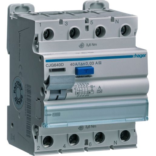 Hager FI-SCH. 4P 10KA 40A 30MA A/G / HAGER CJG640D