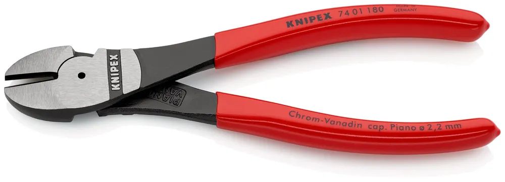 KNIPEX Kraft-Seitenschneider mit Kunststoff überzogen schwarz atramentiert 180 mm