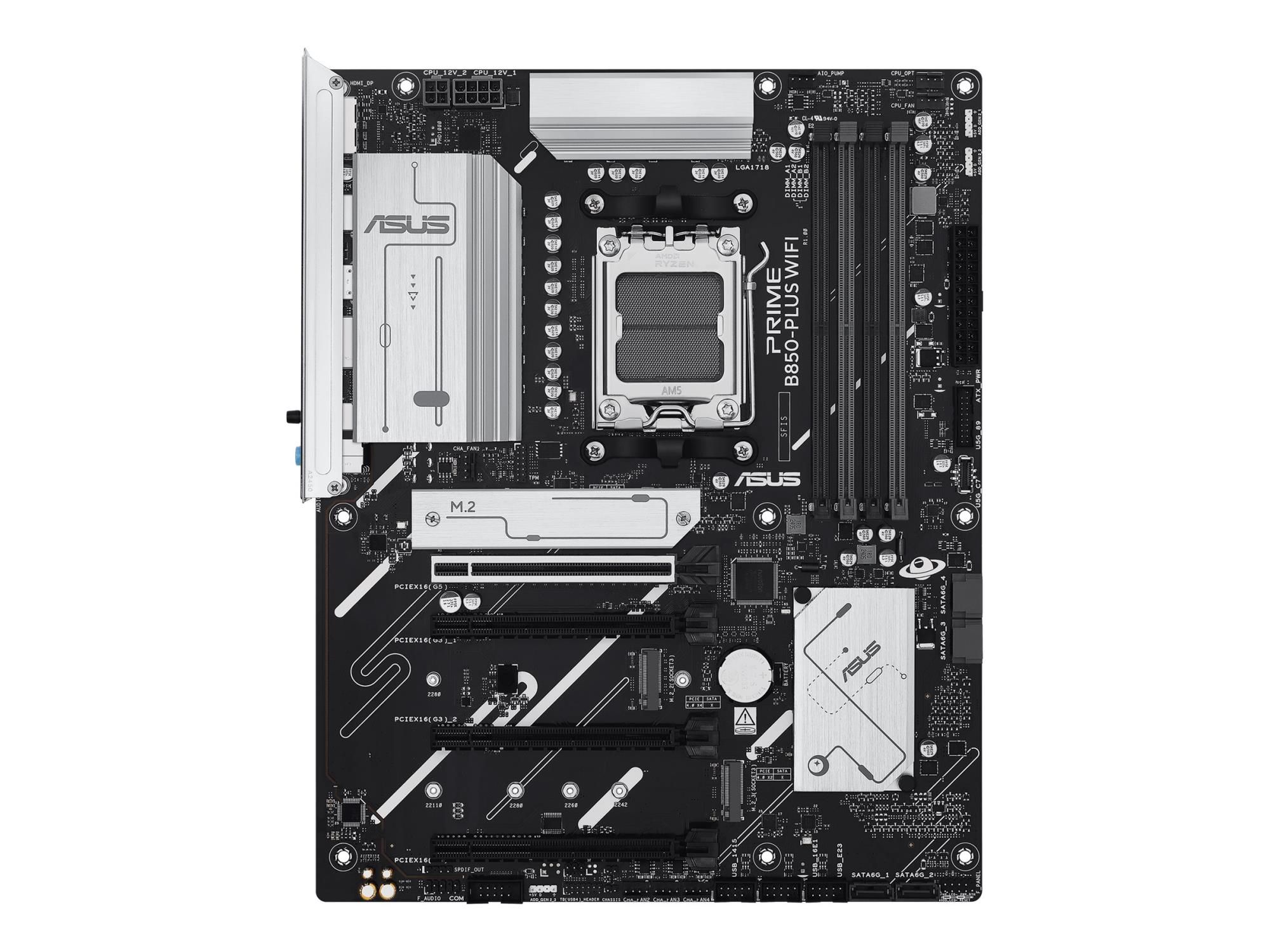 ASUS PRIME B850-PLUS WIFI - Motherboard - ATX - Socket AM5 - AMD B850 Chipsatz - USB-C 3.2 Gen2, USB 3.2 Gen 2, USB 3.2 Gen 1, USB-C 3.2 Gen 1 - 2.5 Gigabit LAN, Wi-Fi 6E, Bluetooth - Onboard-Grafik (CPU erforderlich)