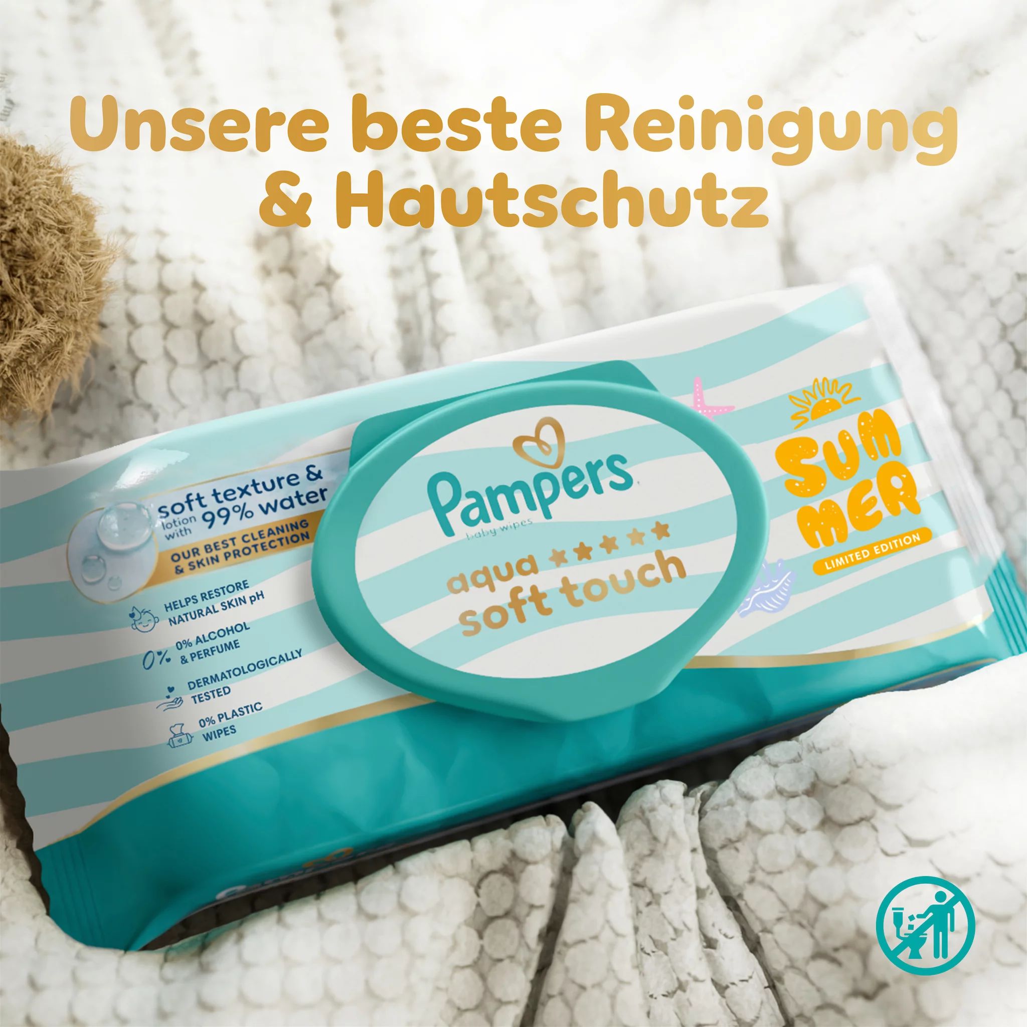 Pampers Aqua Soft touch 1x Limited Summer Edition, 48 Stk.