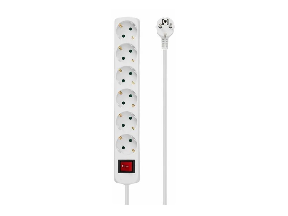 MicroConnect 6-way Schuko Power Strip on/off switch White - Steckdosenleiste