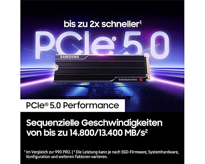 Samsung 9100 PRO MZ-VAP4T0 - SSD - verschlüsselt - 4 TB - mit Kühlkörper - intern - M.2 2280 - PCI Express 5.0 x4 (NVMe)