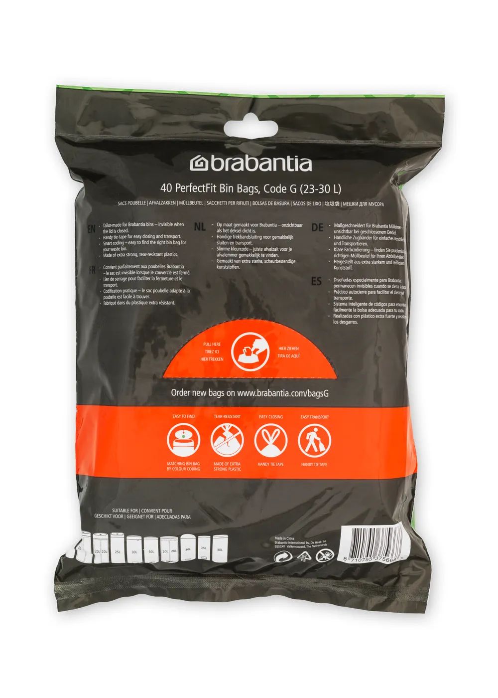 Brabantia Müllbeutel Spenderverpackung PerfectFit Beutel 23-30 L (G) 40Stk