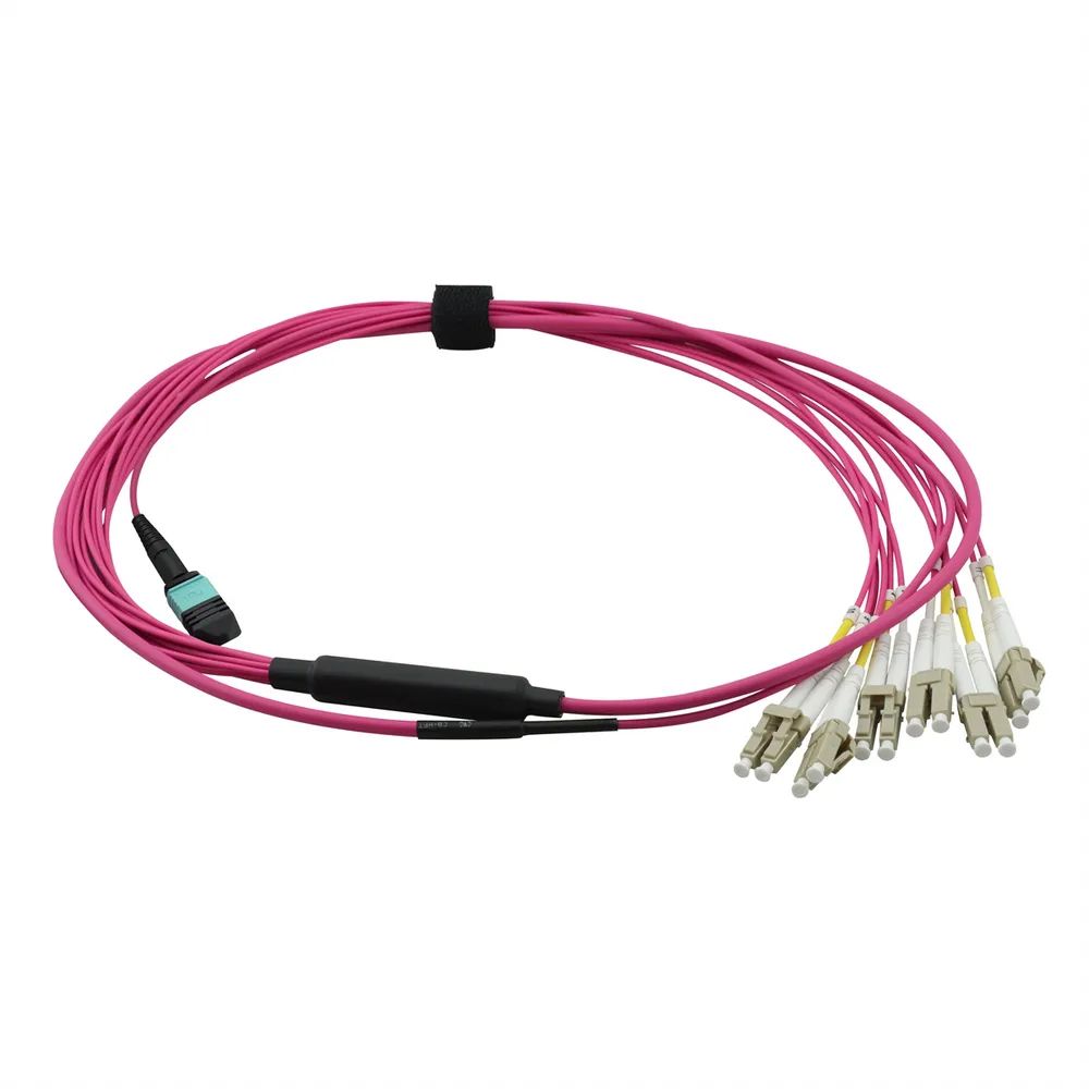 VALUE MPO-Fanout-Kabel 50/125µm OM4, MPO/12x LC, violett, 2 m