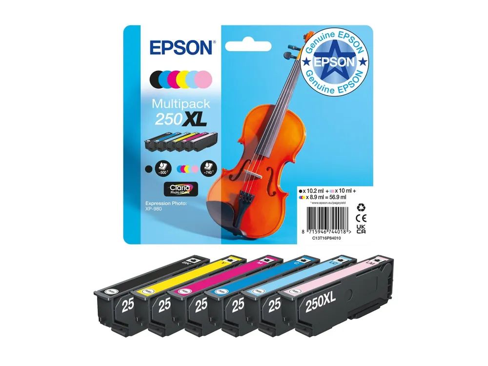 Epson 250XL Multipack - 6er-Pack - XL - Schwarz, Gelb, Cyan, Magenta, hell Cyan, hellmagentafarben
