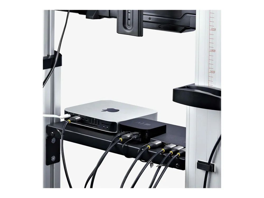 StarTech.com Rolling TV Cart/Stand On Wheels, Up to 100inch/220lb Screens - Wagen - für Flachbildschirm - Kunststoff, Aluminium, Stahl - Schwarz, Silber - Bildschirmgröße: 152.4-254 cm (60"-100")