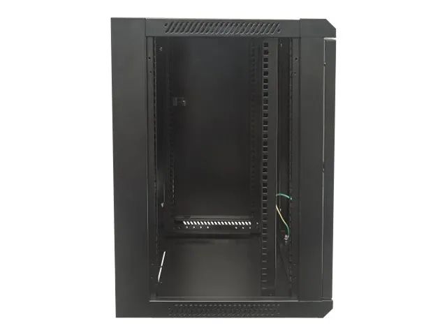 Intellinet Network Cabinet, Wall Mount (Standard), 12U, Usable Depth 260mm/Width 510mm, Black, Flatpack, Max 60kg, Metal & Glass Door, Back Panel, Removeable Sides,Suitable also for use on desk or floor, 19",Parts for wall install (eg screws/rawl plu