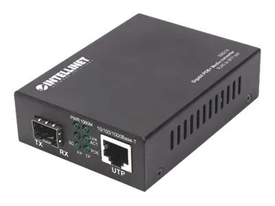 Intellinet Gigabit PoE+ Media Converter, 1 x 1000Base-T RJ45 Port to 1 x SFP Port, PoE+ Injector - Medienkonverter - 1GbE - 10Base-T, 100Base-TX, 1000Base-T - RJ-45 / SFP (mini-GBIC)