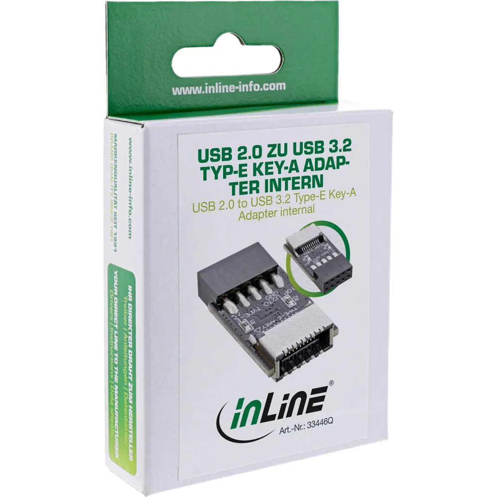 InLine USB 2.0 zu USB 3.2 Typ-E Key-A Adapter intern