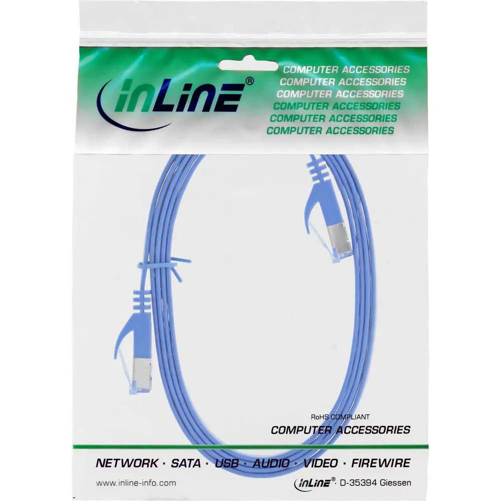InLine Patchkabel flach - U/FTP - Cat.6A - blau - 3m